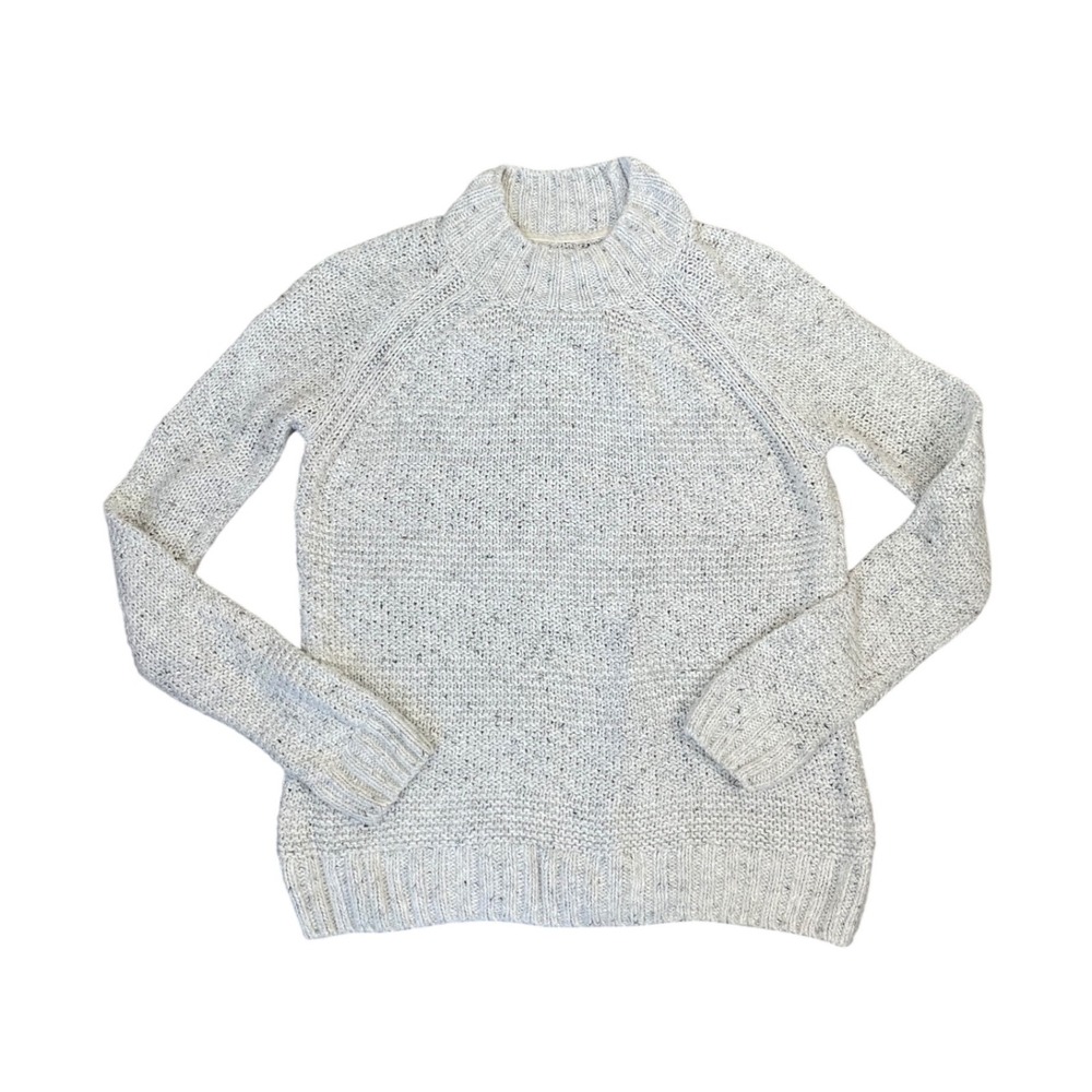 Prana‎ Womens XS Mock Neck Sweater Organic Cotton Grey Speckle Knit 1966191